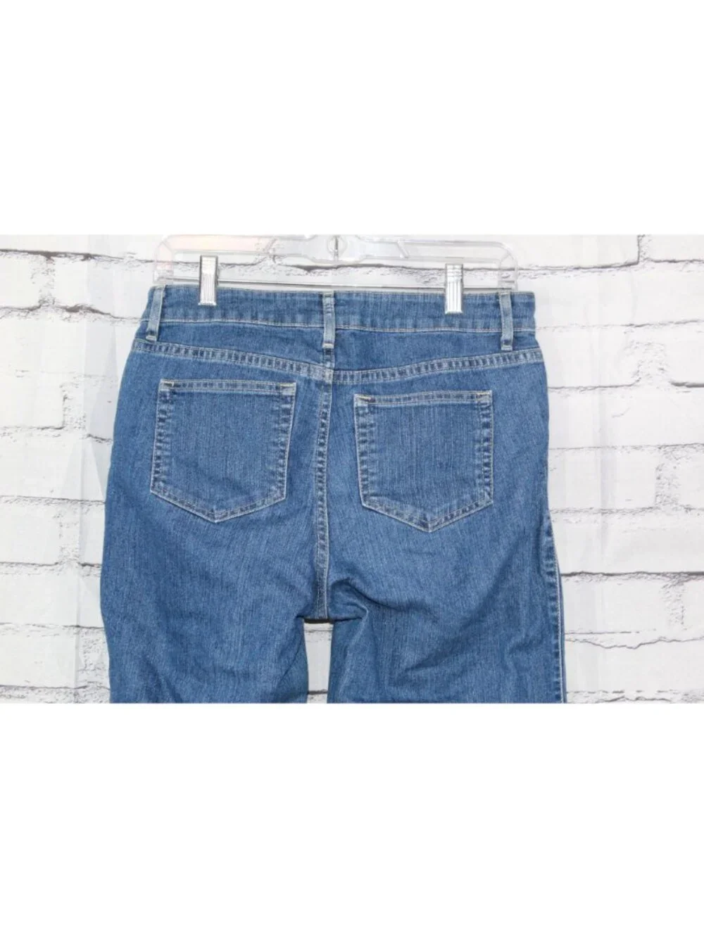 LL Bean Women's Favorite Fit Straight Jeans Blue Stretch Denim Pants Size 8 Pet